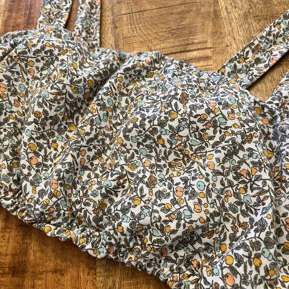 Abercrombie & Fitch Fruit Print Crop Top Small Milkmaid Cottagecore Linen Blend - Picture 3 of 9